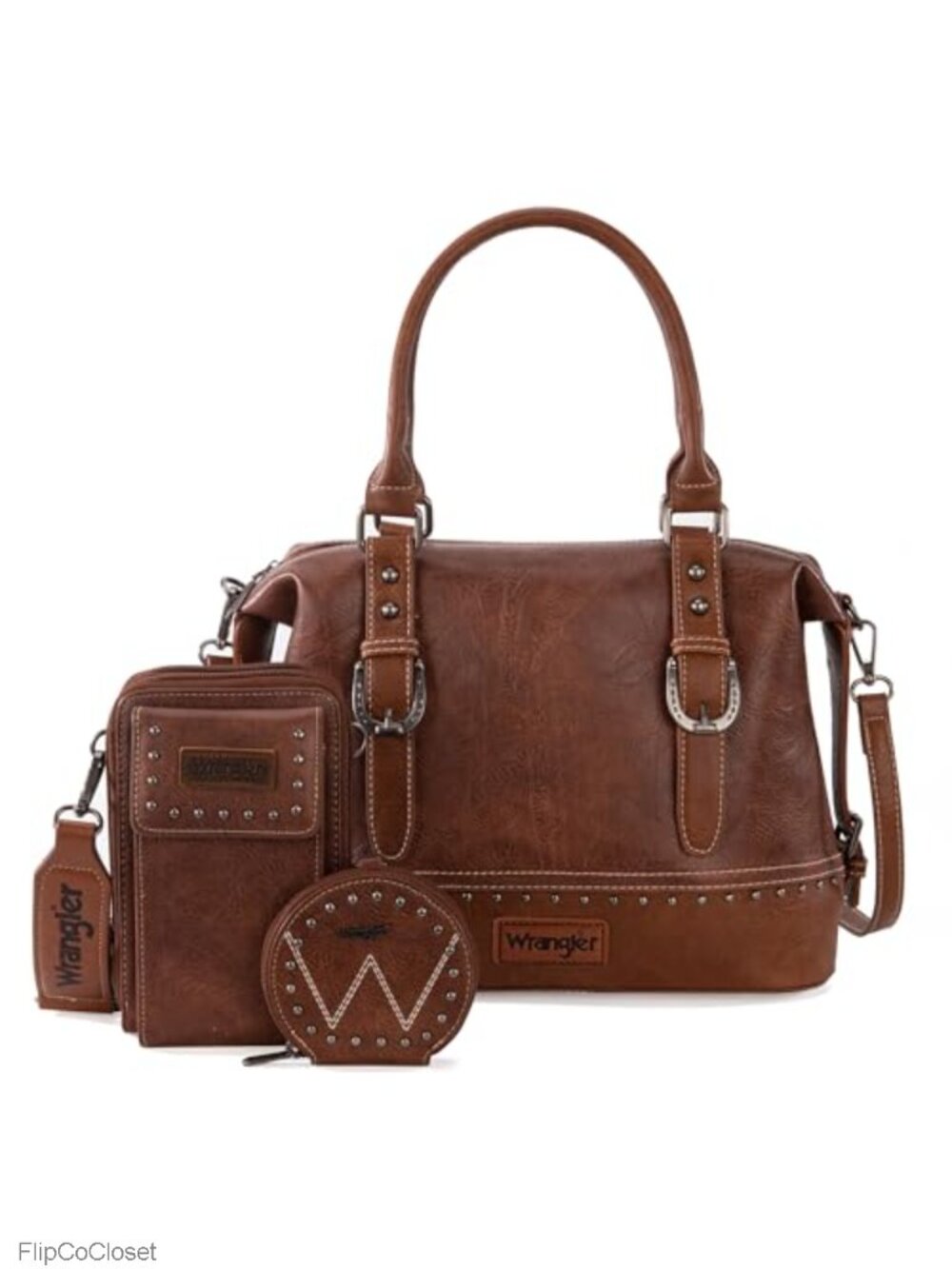 3pc Doctor Bag Set Top-Handle Satchel Phone Bag Coin Purse Western Handbag